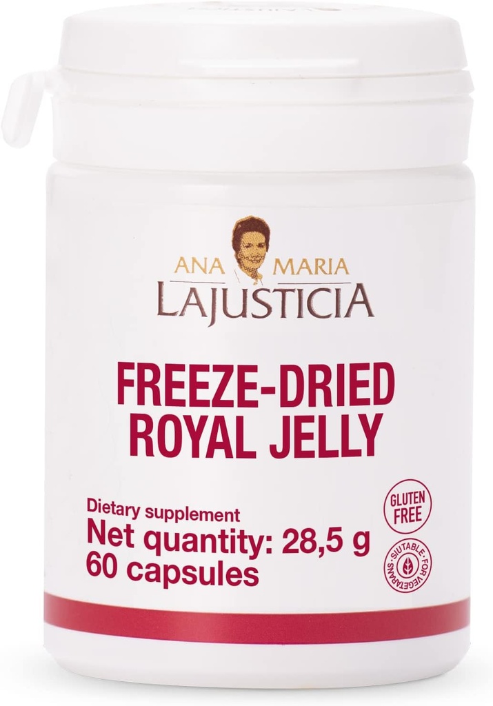 Ana Maria Lajusticia - Gelatina Reale - Confezione da Trattamento da 60 giorni - Ricco di vitamina B, Ferro da stiro, Fosforo e Calcio - Latticini e Glutine Libero.
