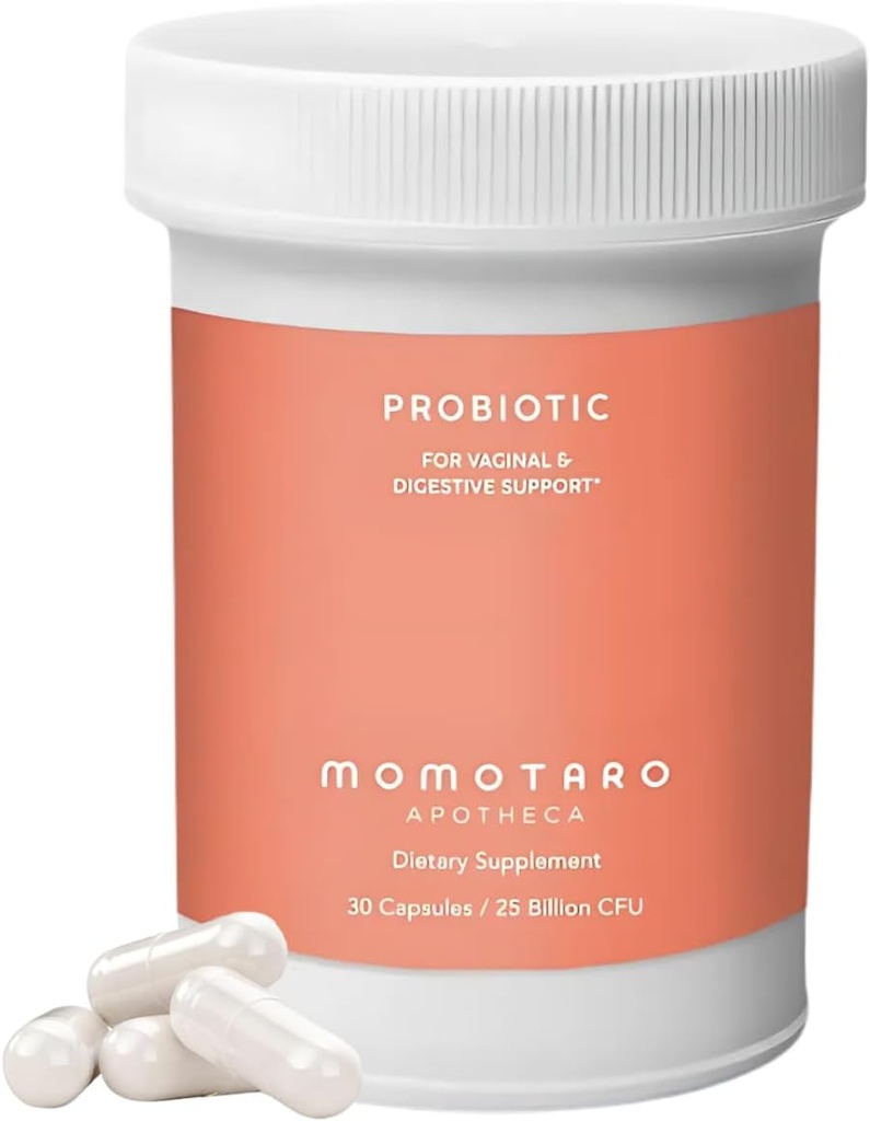 MOMOTARO APOTHECA Probiotici organici per le donne Vaginal & Digestive Supplement, 25 miliardi di CFU - Prebiotici & Lactobacillus Blend Supplements - Feminine sana Vaginal Odor & Flora - 30 capsule