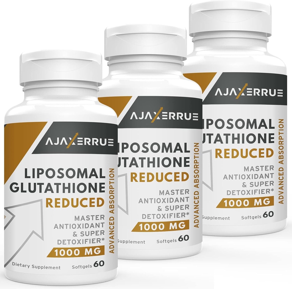 1400 mg Glutathione Liposomal, Complesso di assorbimento superiore Ridotto Glutathione Supplemento con vitamina C, Acido ialuronico, Antiossidante Master per Detox Liver, Cervello, Pelle