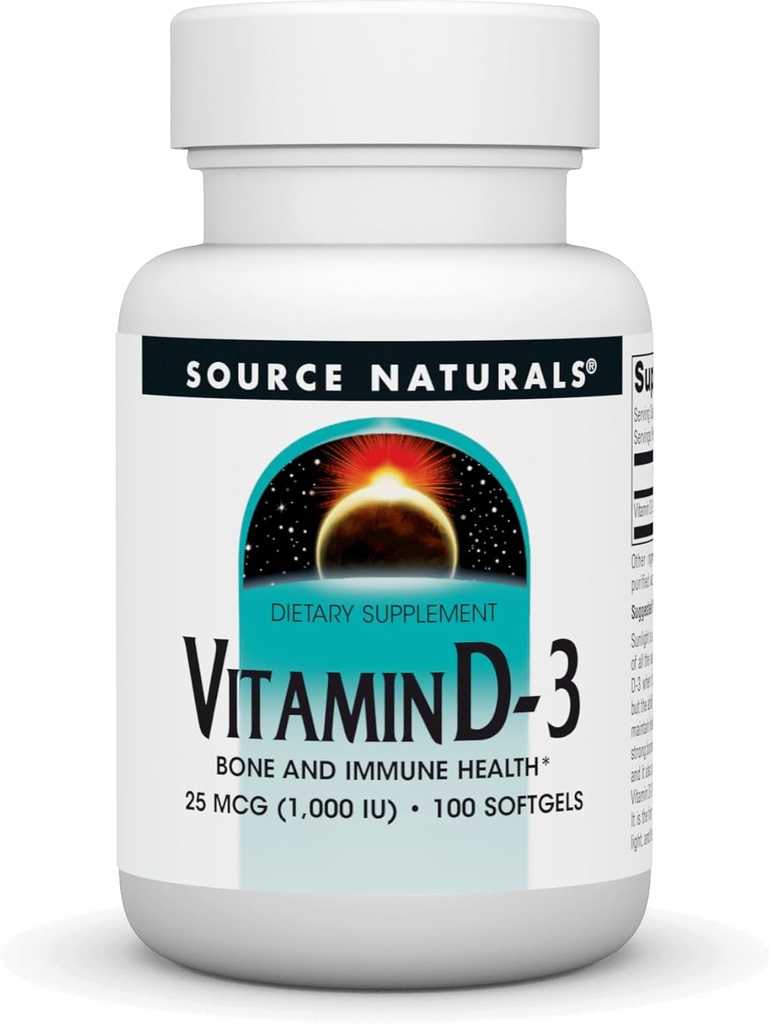 Fonte Naturals Vitamina D-3 1000 iu Supporta Bone & Immune Health* - 100 Softgels
