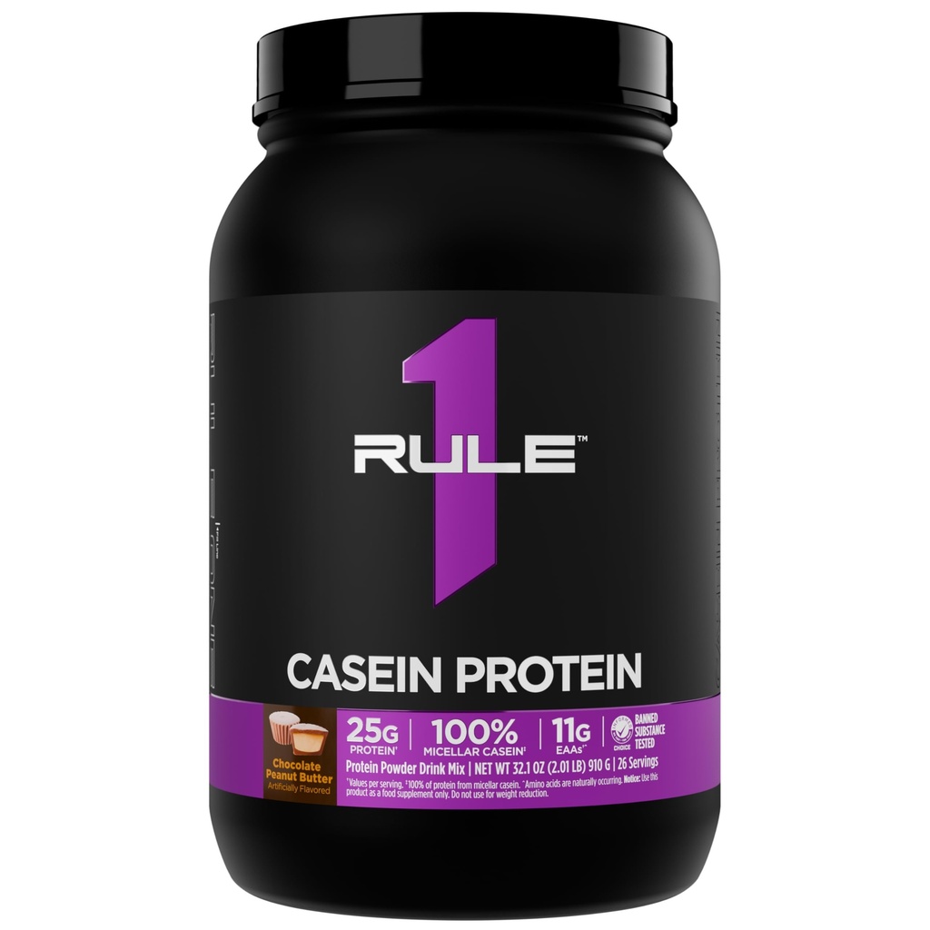 Regola 1 Casein Protein - 25g Proteine e 11g EAAs Per servire da Caseina Micellare Lenta-Release per il recupero notturno e la consegna prolungata tra pasti (2 Pounds, Burro di arachidi Cioccolato)