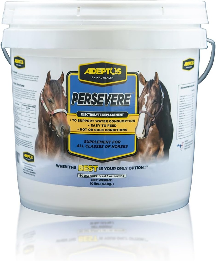 Adeptus Nutrition Persevere Electrolyte Supplemento per tutte le classi di cavalli, Supporta l'idratazione, Formula bilanciata per la sostituzione della masticata, Base di lievito prebiotico, Polvere di Facilità, 10 Lbs