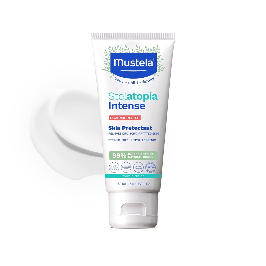 Mustela Eczema Crema Rilievo Stelatopia Intenso - Lozione corpo idratante senza fragranza con farina di avena colloidale - Per pelle secca, prurito, irritata & flare-up - Bambino, Bambino & Adulto - 5.07 fl. oz.