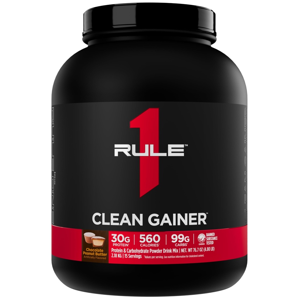 Regola 1 Gainer Pulito - Formula di Gain Lean ad Alta Proteina con 560 Calorie, 30g di proteina a spettro pieno, Oltre 90g Carbs, Sotto 6g di grassi (15 Serve, Burro di arachidi al cioccolato)