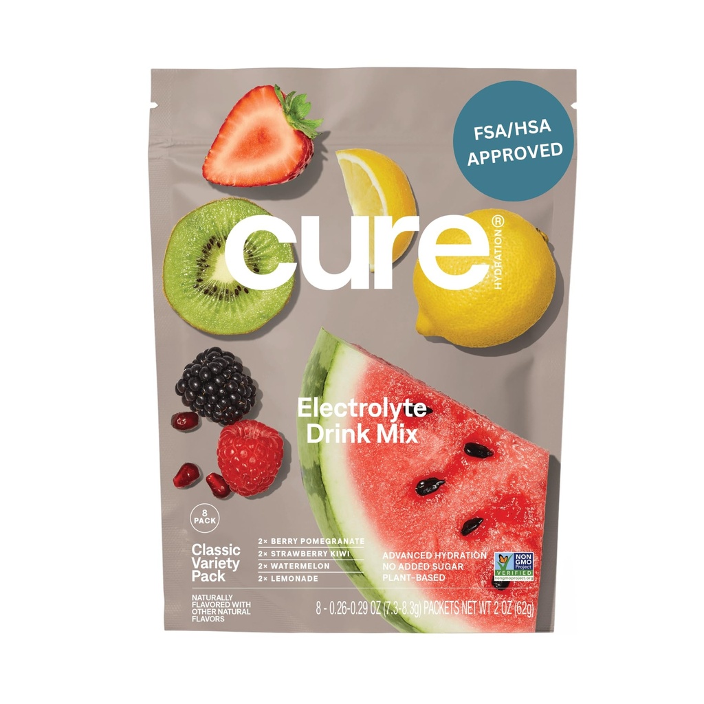 Miscela di bevanda elettrolita a base vegetale | Non Aggiunto Zucchero | FSA-HSA | Polvere di rilievo di disidratazione fatta con acqua di cocco | Non-GMO | Vegan | 8 Packets - Varietà Pack