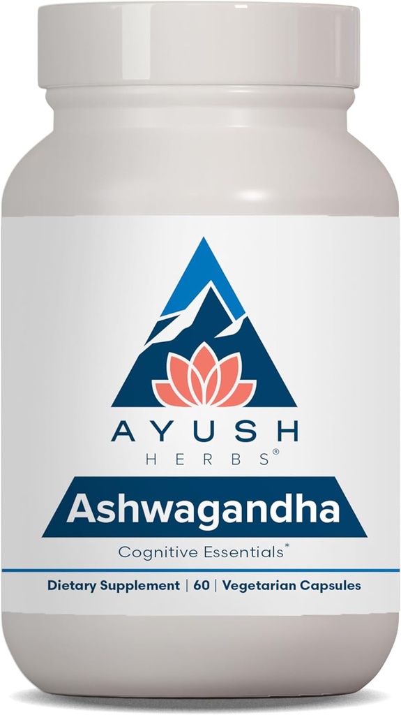 Ayush Herbs Ashwagandha Capsule - Ashwagandha per gli uomini e le donne, Ashwagandha Supplementi, Pure Ashwagandha Root Powder for Stress, 500mg per Pill - 60 Caplets vegetariani (1 Conte)