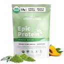 Sprout Living Epic Protein, Plant Based Protein & Superfoods Powder, Mindful Matcha | 17 Grams Organic Protein Powder, Vegan, Non OGM, Gluten Free, Adaptogens + Nootropics (1 Pound, 12 Servings)