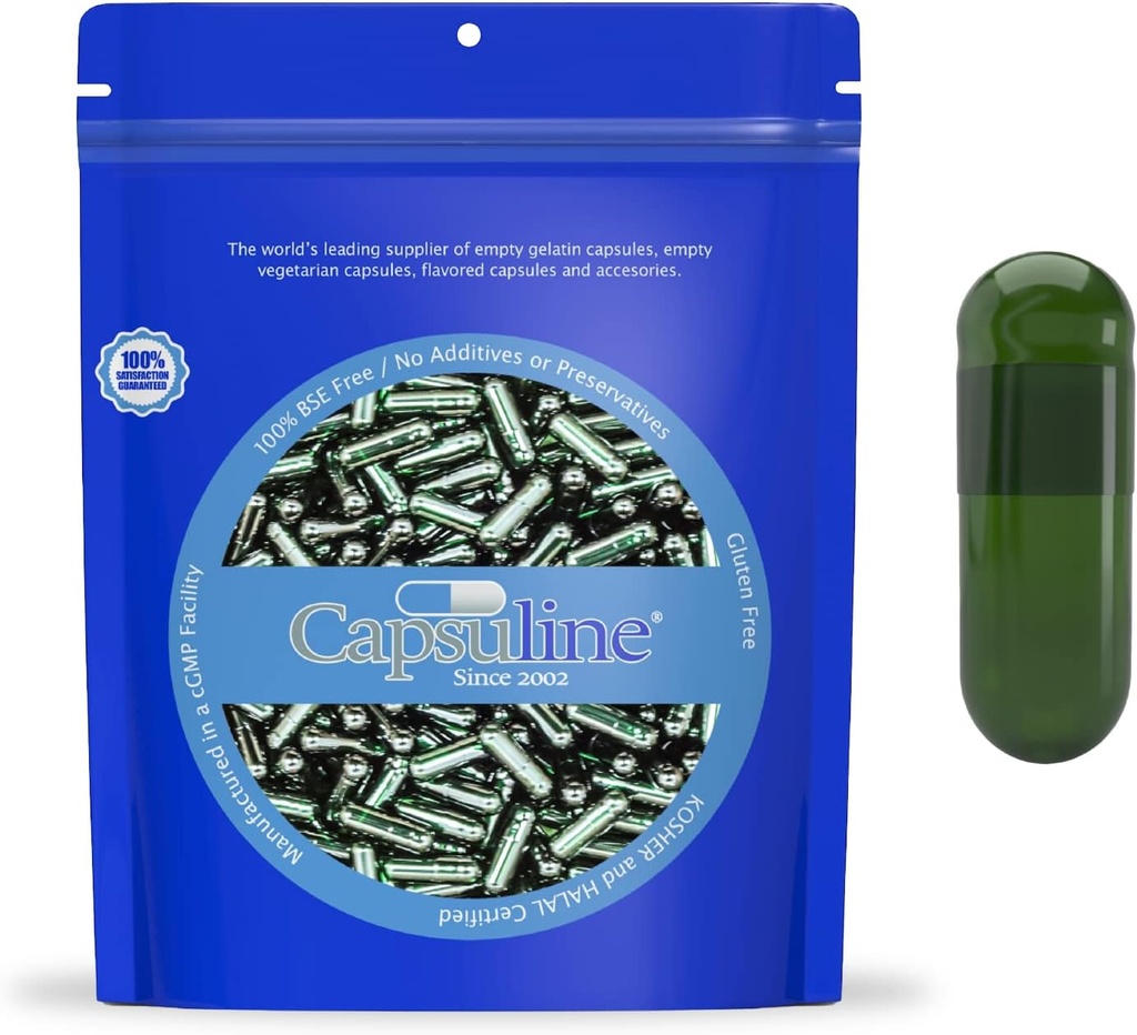 Capsuline clorofilla colorato formato 00 Empty Vegan Capsule - 1000 conteggio - Empty Veggie Pillole Capsule - DIY Verdura Capsule Filling - Vuoti Caps - Kosher Non OGM Certificati (Green)