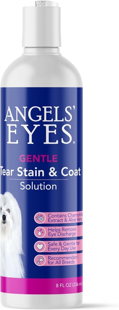 ANGELS' EYES Gentle Tear Stain Solution for Dogs and Cats | 8 oz Solution for Eye Area and Face