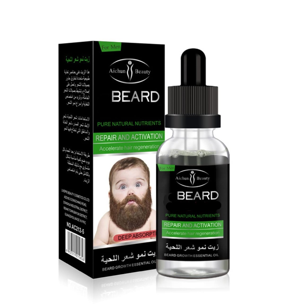 AICHUN BEAUTY Beard Grow Oil | Integratore dei capelli facciali |Thicker Beard Care|Mens Hair Growth Vitamins 30ml/1.01oz