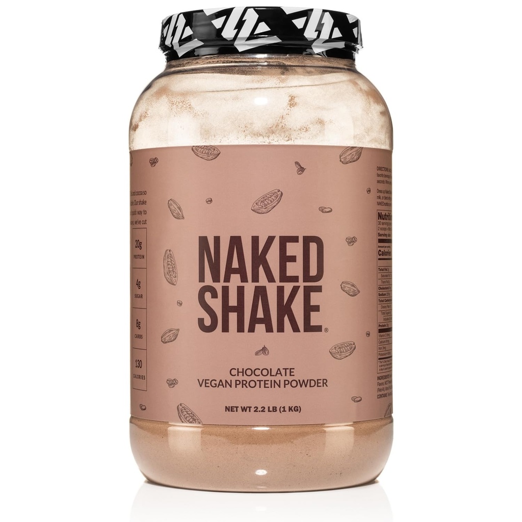 Naked Shake - Polvere di proteine del cioccolato - Shake di proteine vegetali con olio di Mct, senza glutine, senza soia, senza Gmos o dolcificanti artificiali - 30 Serve