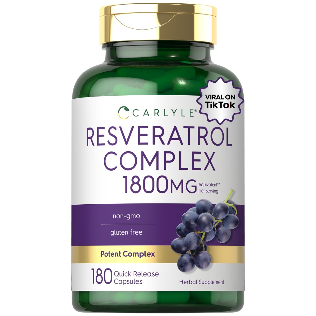 Carlyle Resveratrol Supplemento 1800mg | 180 capsule | Non OGM & Gluten Free | Potent Complex