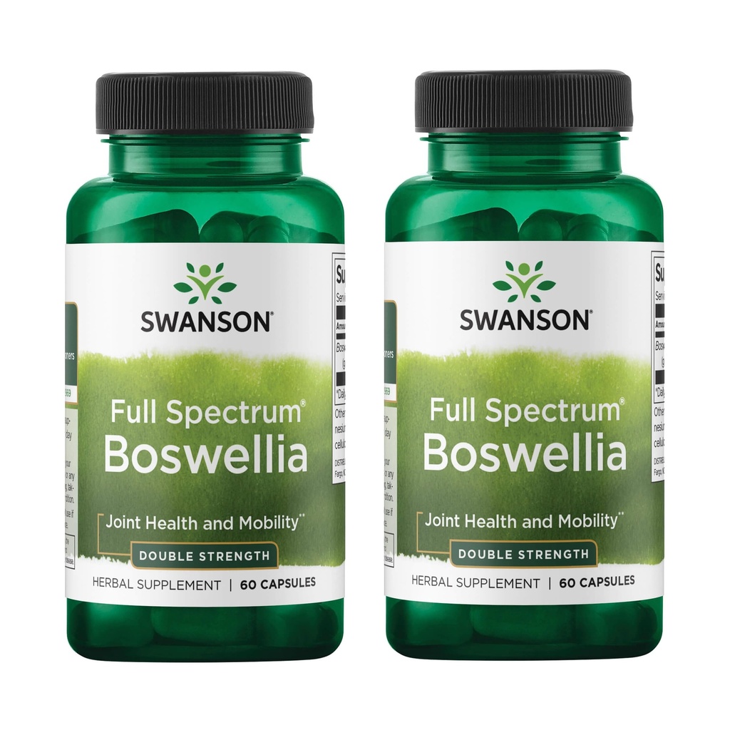 Swanson doppio resistenza Boswellia-Herbal supplemento Promuovere supporto congiunto-Ayurvedic Herb per flessibilità e mobilità congiunta supporto-Made w/Boswellia Serrata Resin-(60 capsule, 800mg ogni) 2 Pack