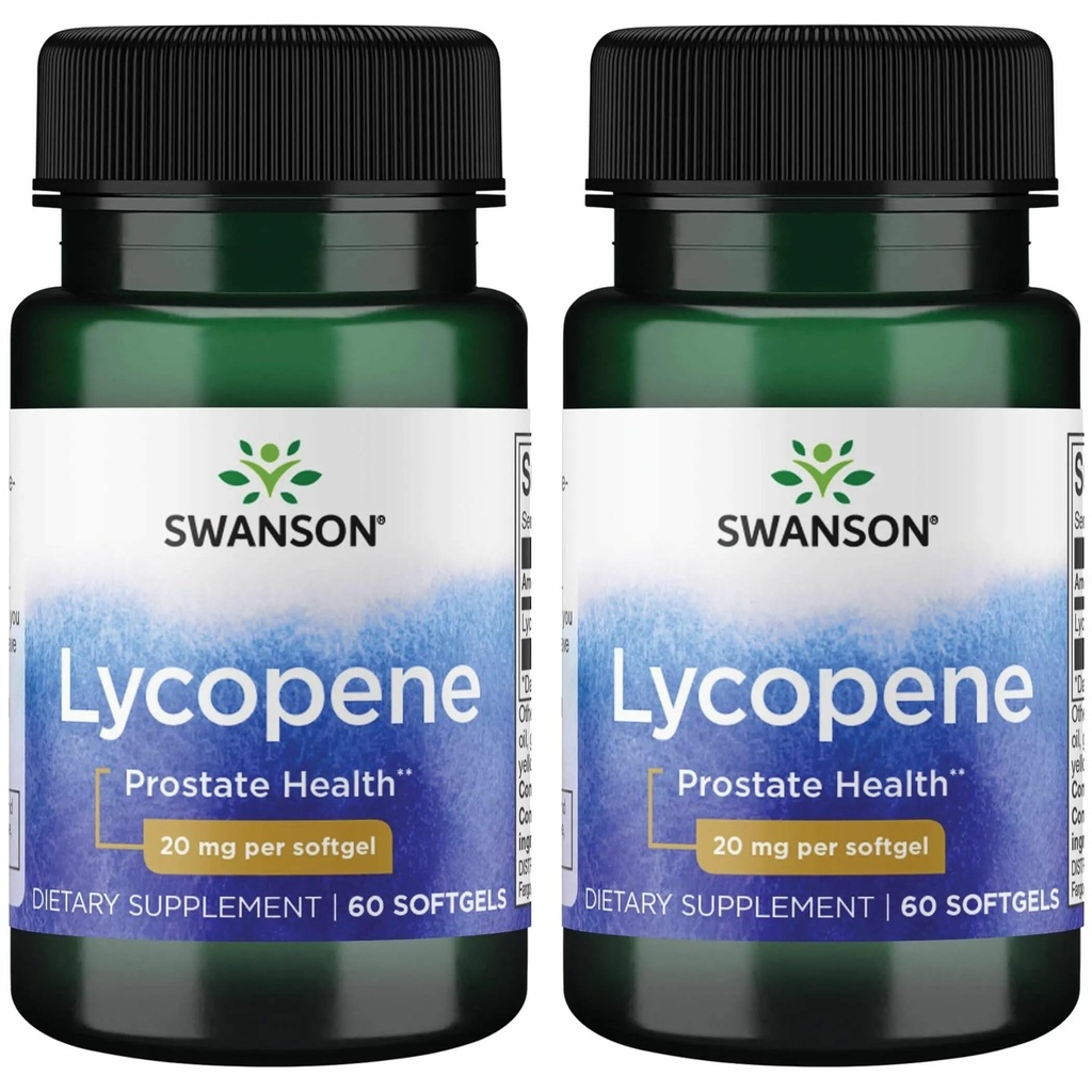 Swanson Lycopene - Supplemento naturale Promuovere la salute della prostata, la salute del cuore, & Supporta la pressione sanguigna all'interno della gamma normale - Mens Health Supplement - (60 Softgels) 2 Pack