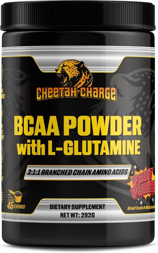 Polvere BCAA con L-Glutamine | 2:1:1:1 Aminoacidi a catena ramificata | Polvere di recupero post allenamento - 45 Servings (Punto di prua)