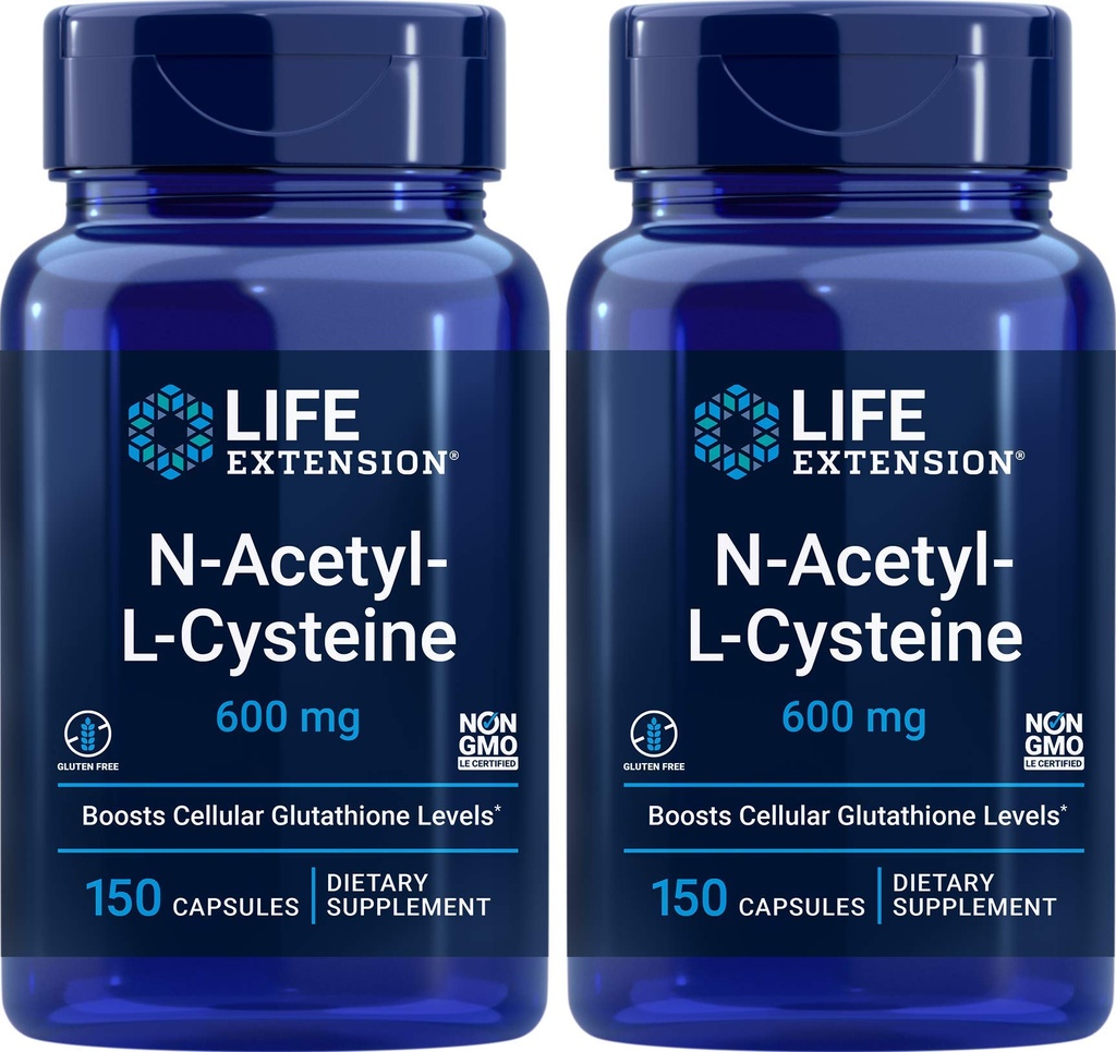 Estensione della vita N-Acetyl-L-Cysteine (NAC) 600mg, 150 Capsule (Pack of 2)