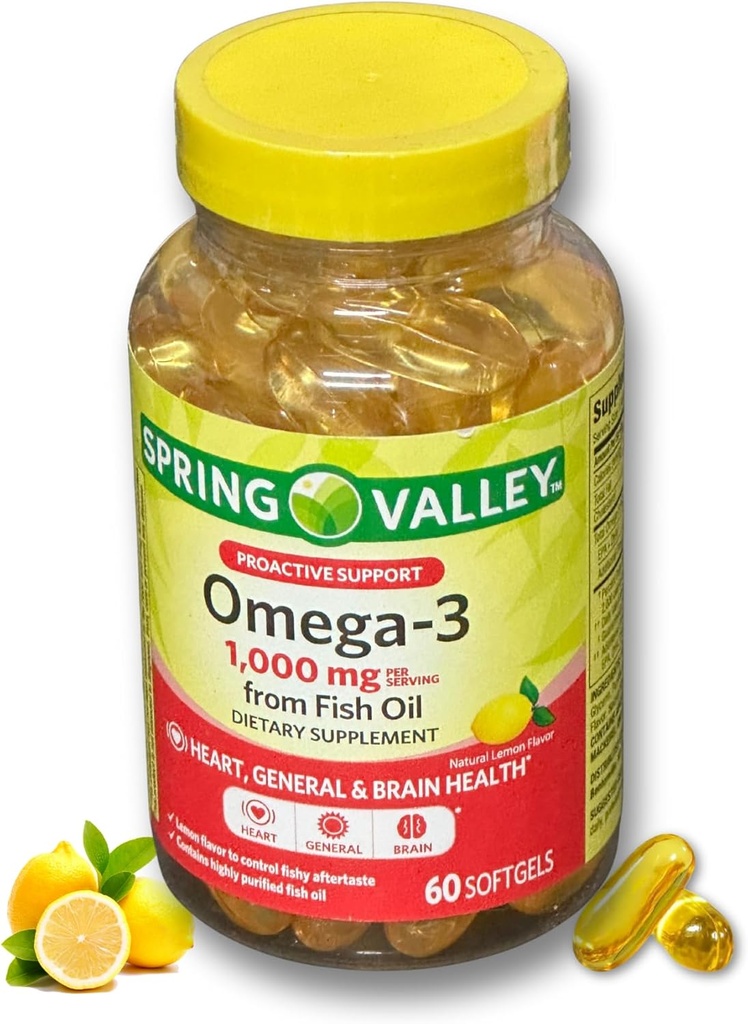 Omega 3 1000mg- Fish Oil 60 softgels (Pack di 1)
