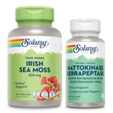 SOLARAY Irish Sea Moss 500mg e Nattokinase Serrapeptase Supplemento - Benessere Bundle con Vitamine Naturalmente Oscurring, Minerali - Gut Health, Sinus, Heart Health Support, 60-Day Guarantee, 100/30ct