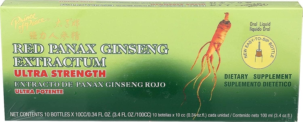Estratto di Ginseng di Panax rosso ultra-forza - Principe della pace, 30 btl, 10cc ciascuno, Confezione da 3