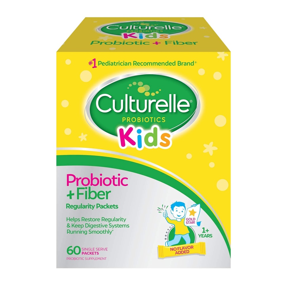 Culturelle Kids Probiotic + Fibra Packets (Ages 3+) - 60 Conteggio - Salute Digestiva & Supporto Immune - Aiuta a Ripristinare Regolarità