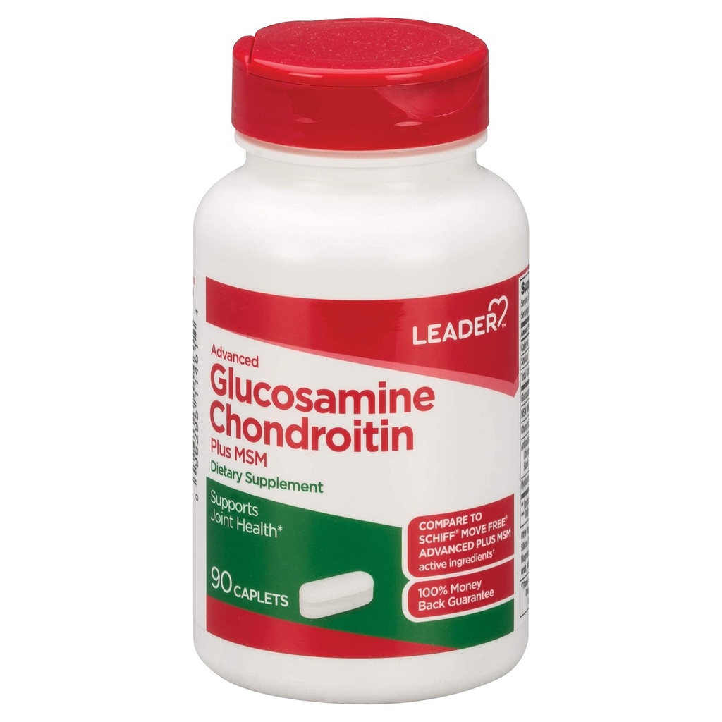 Leader Advanced Glucosamine Chondroitin Plus MSM, Integratore alimentare, Confronta Schiff Move Free Advanced + MSM Active Ingredient 90 Caplets