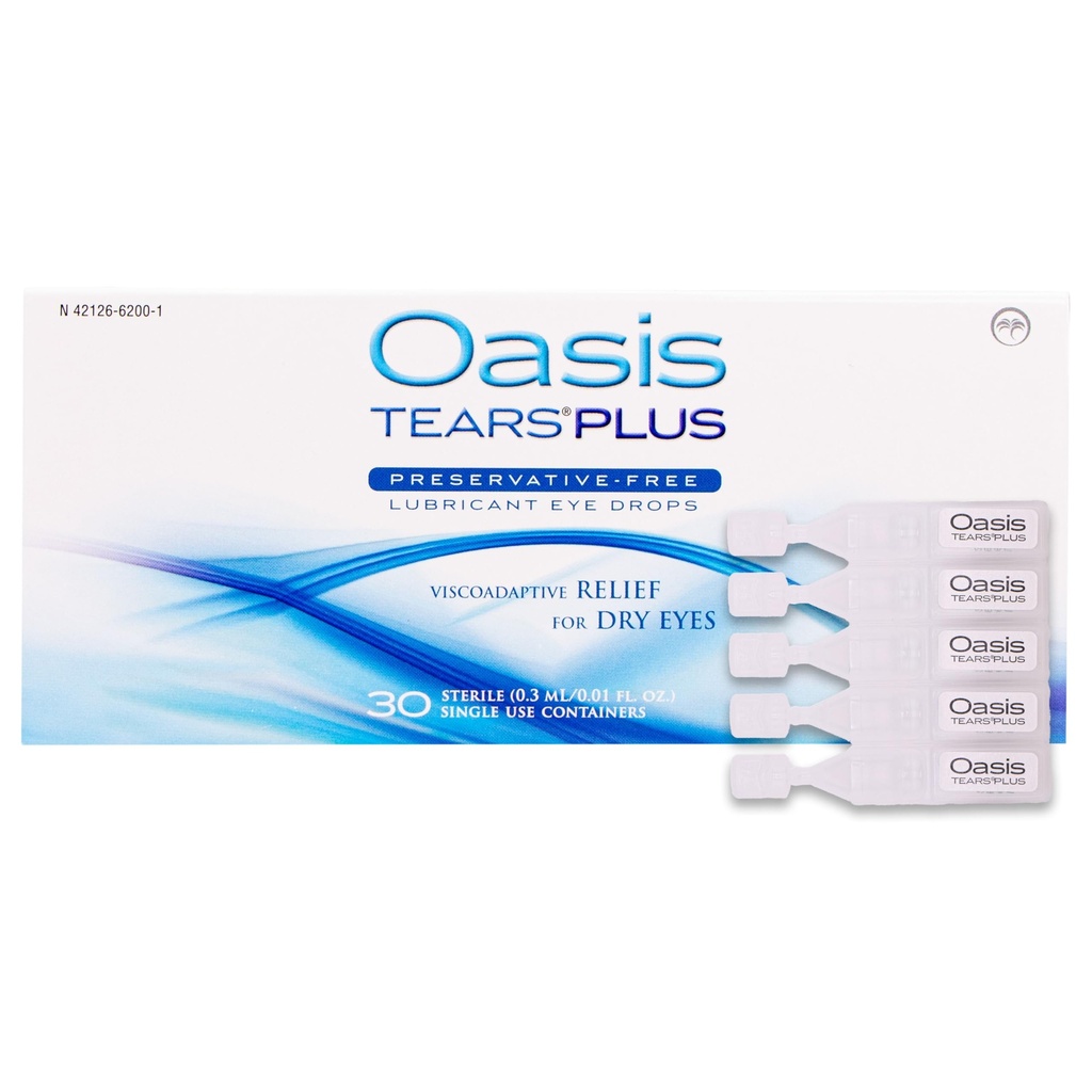 Oasis TEARS PLUS Preservative-Free Lubricant Eye Drops, 30 contenitori, 0.3 ML/0.01 FL OZ