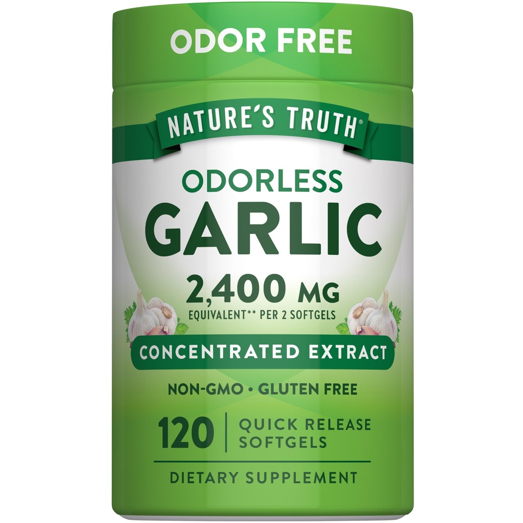 Aglio inodore della verità della natura 2400 mg | 120 Softgels | Pillole di estratto | Non OGM, Gluten Free Supplement