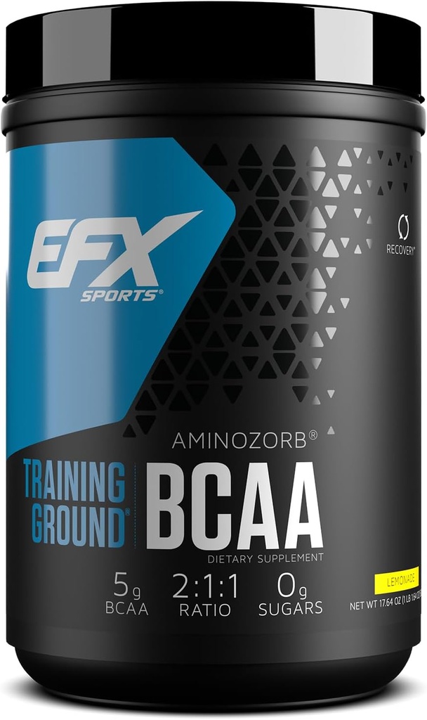 EFX Sports Training Ground BCAA | Completamente stabile, Supplemento di aminoacidi altamente solubili | Pre, Intra o Post Workout | Sugar Free | 500 Grammi (Lemonade)