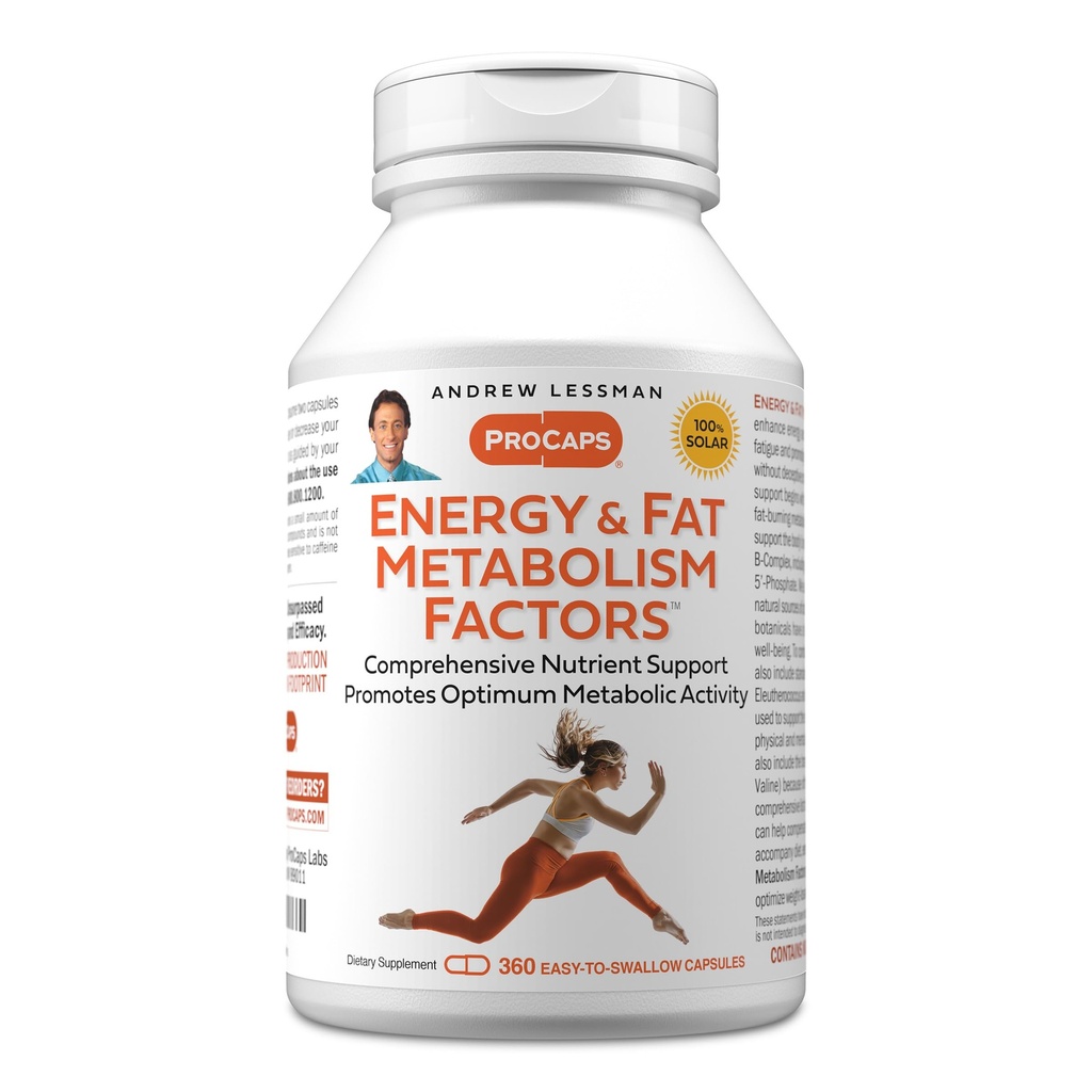 ANDREW LESSMAN Energy and Fat Metabolism Factors 360 Capsules - Promuove l'ottimum Fat Burning and Energy Metabolism, con Carnitina, Green Tea, Guarana, Ginseng, B-Complex. Capsule facili da ingoiare