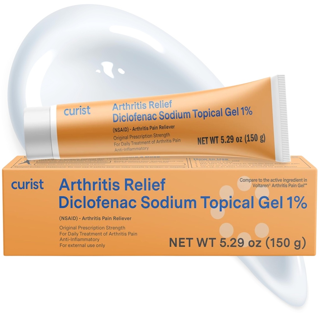 Curist Diclofenac Sodium Topical Gel 1 Percente 150g per artrite Dolore - Dolore congiunto per dolore alla mano / mal di gola Pain & Ankle Pain - 1% - 5.29oz