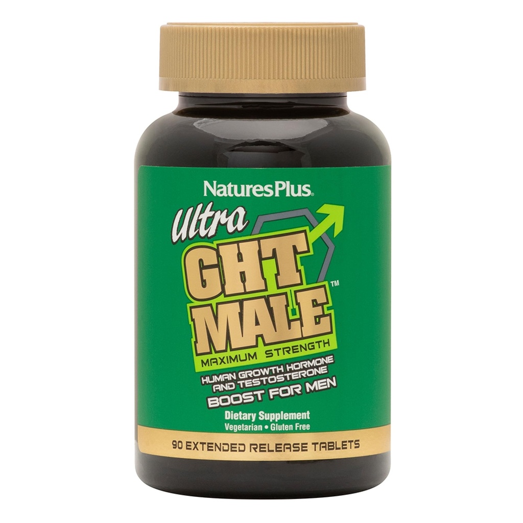 NaturesPlus Ultra GHT Maschio Extended Release Bilayer Tablets - 90 Integratori Vegetariani - Testosterone naturale massimo & ormone umano della crescita Boost- Gluten-Free - 30 Serve