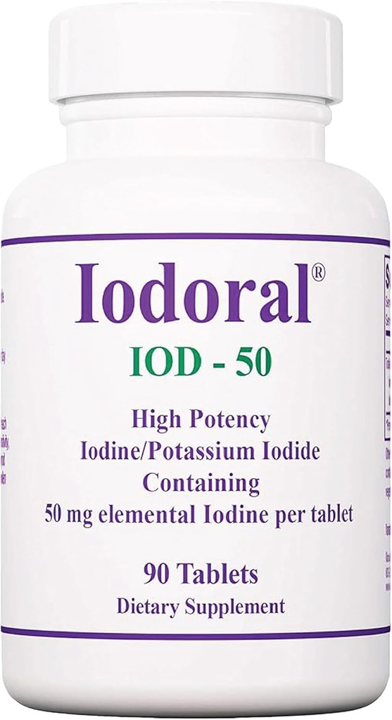 Optimox Iodoral 50 mg Supplemento - Potassium Iodide Compresse, Integratori Iodio ad alta potenza, Supporto tiroideo, Vitamine & Minerali - 90 Conte