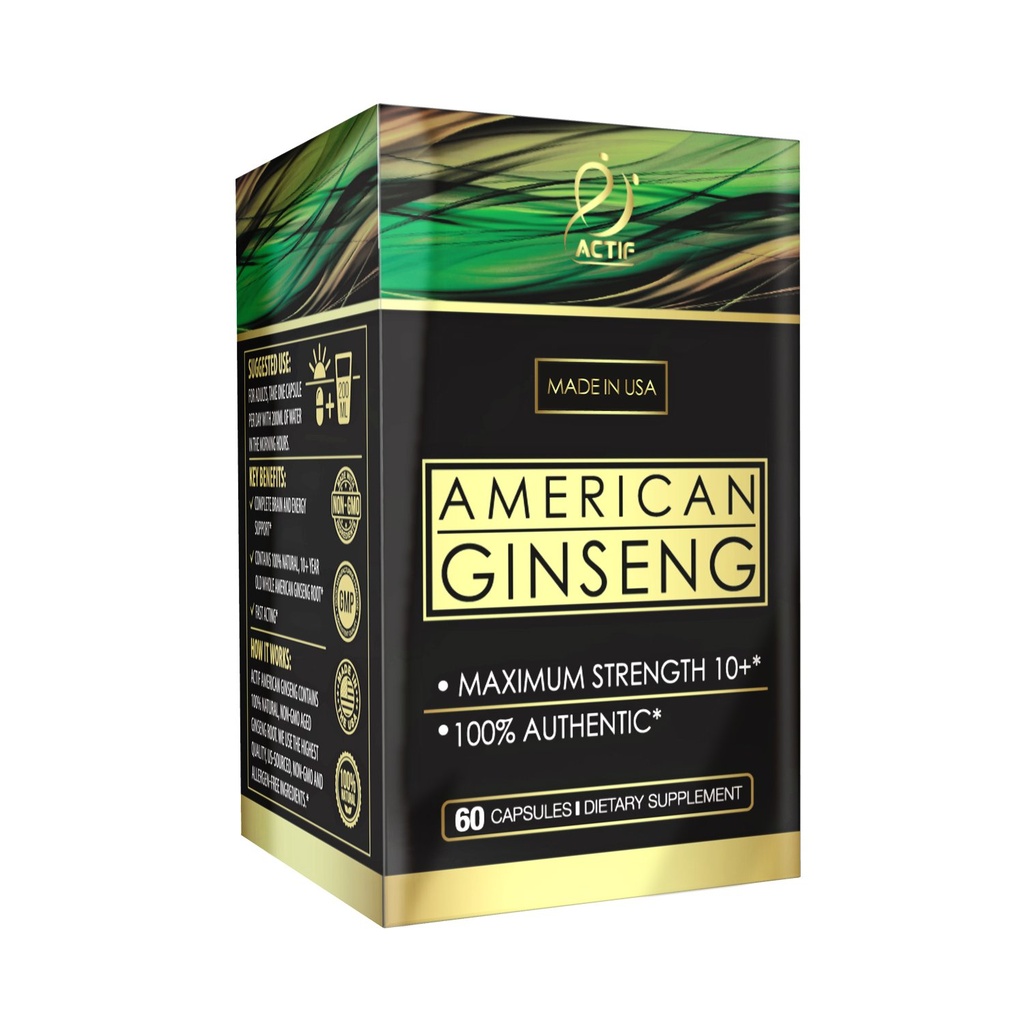 Actif American Ginseng - 100% autentico 10 anni vecchio Ginseng, non OGM, 500mg - Made in Italy