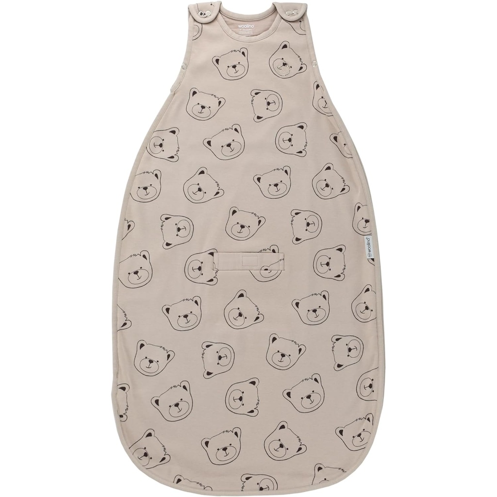 Woolino Merino Wool e cotone biologico Ultimate Baby Sleep Sack - 4 anni Baby Wearable Blanket - Due-Way Zipper regolabile Sleeping Bag - Universal Size (2-24 mesi) - Teddy Bear