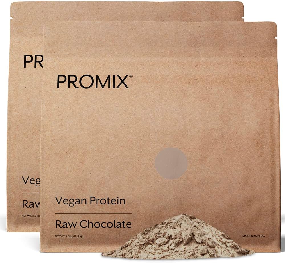 ProMix Nutrition Polvere proteica vegana a base vegetale, Cioccolato crudo - Pea Protein & Vitamina B-12 - - Post Workout Fitness & Nutrition Shakes, Smoothies, Ricette di cottura e cottura - 5 Pound (Pack of 2)