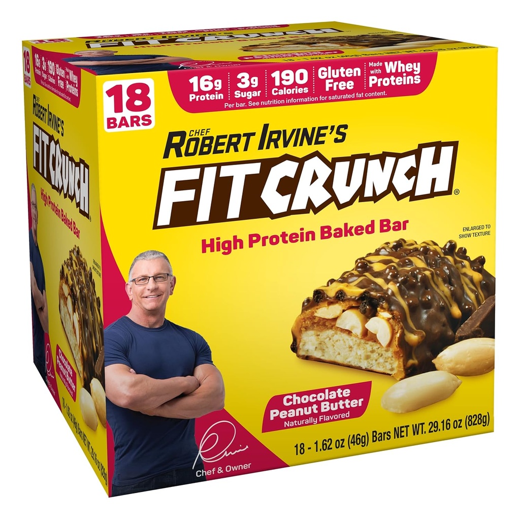 FITCRUNCH Snack Size Protein Bars, 6-Layer Baked Bar, 3g di Sugar & Soft Cake Core (18 bar, burro di arachidi)