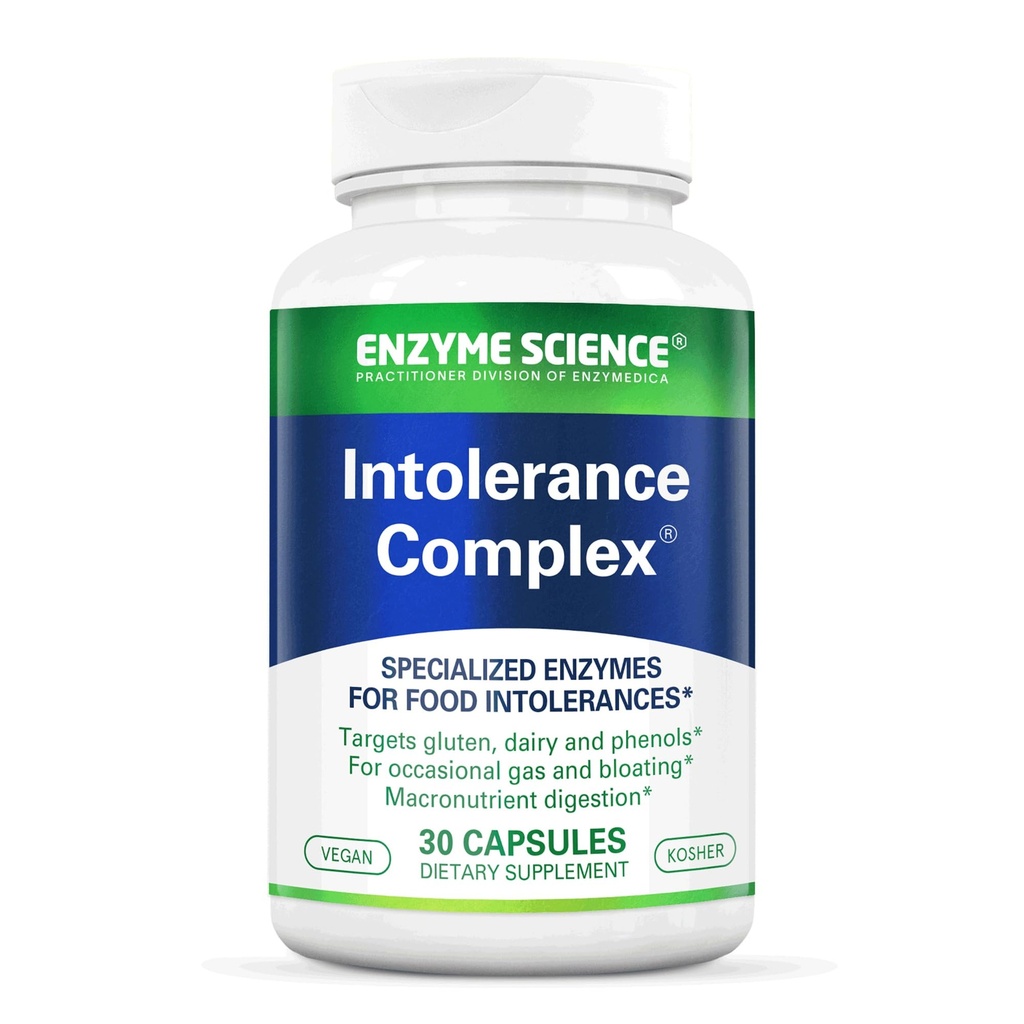 Enzyme Science Intolerance Complex, 30 capsule Supporto completo per le sensibilità digestive comuni Gluten, Casein, Phenol Sensitivities, e Carboidrati complessi sollievo dall'intolleranza