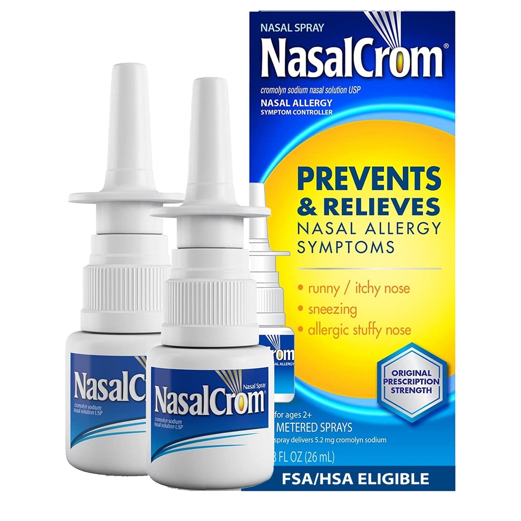 NasalCrom Nasal Spray Allergy Symptom Controller | 200 Spray | .88 FL OZ (2 Pack)