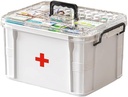 Scatola di stoccaggio della medicina, organizzatore della bottiglia del pilastro, doppio confronto, trasparente, grande capacità, bianco