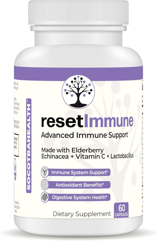 ResetImmune - Supporto Immune Avanzato - con Elderberry, Echinacea, Vitamina C, Lactobacillus - 60 Capsule Vegan