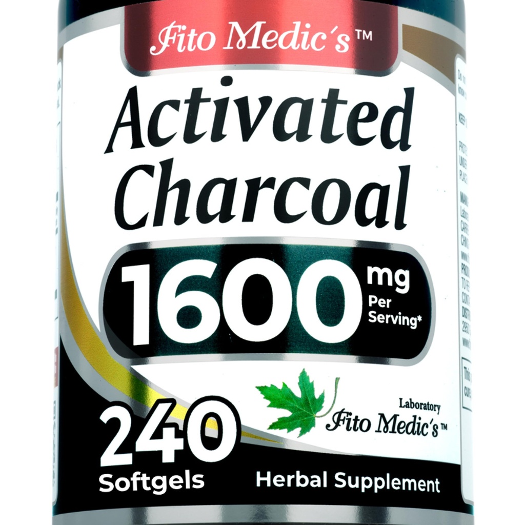 FITO MEDIC'S Lab | Pillole Charcoal attivate| 1600 mg per Serving | 240 caps | Charcoal attivato | Capsule Charcoal| Pillole Charcoal | Ultra ad alto assorbimento, s.