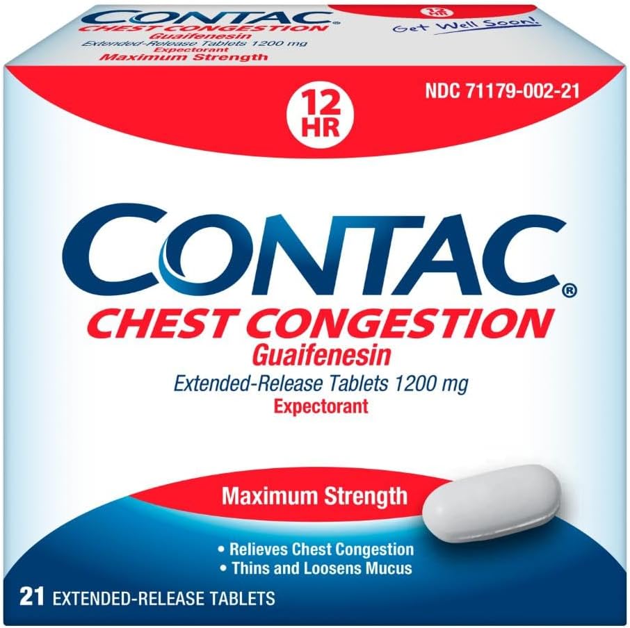 Congestione del petto di contaminazione, Controlli di speculazione massima di resistenza Cough e Thins e Loosens Mucus, Compresse di rilascio prolungate, Guaifenesin 1200 mg, Compresse di rilascio prolungate, 21 conte