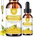 Foglie di Mullein 4-in-1 Gocce di estratto per polmoni - Supporto respiratorio e polmoni Cleanse, Mullein Liquid Supplements con Elderberry, Marshmallow Root & Orange Peel, Natural Flavor, 1 Fl Oz (2 Pack)