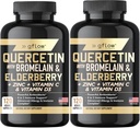 Quercetina con Bromelain Zinc Vitamina C Vitamina D Elderberry - 120 capsule vegetali, Non OGM, Gluten-Free | Integratore di supporto immunitario Made in USA | 4 mesi di alimentazione
