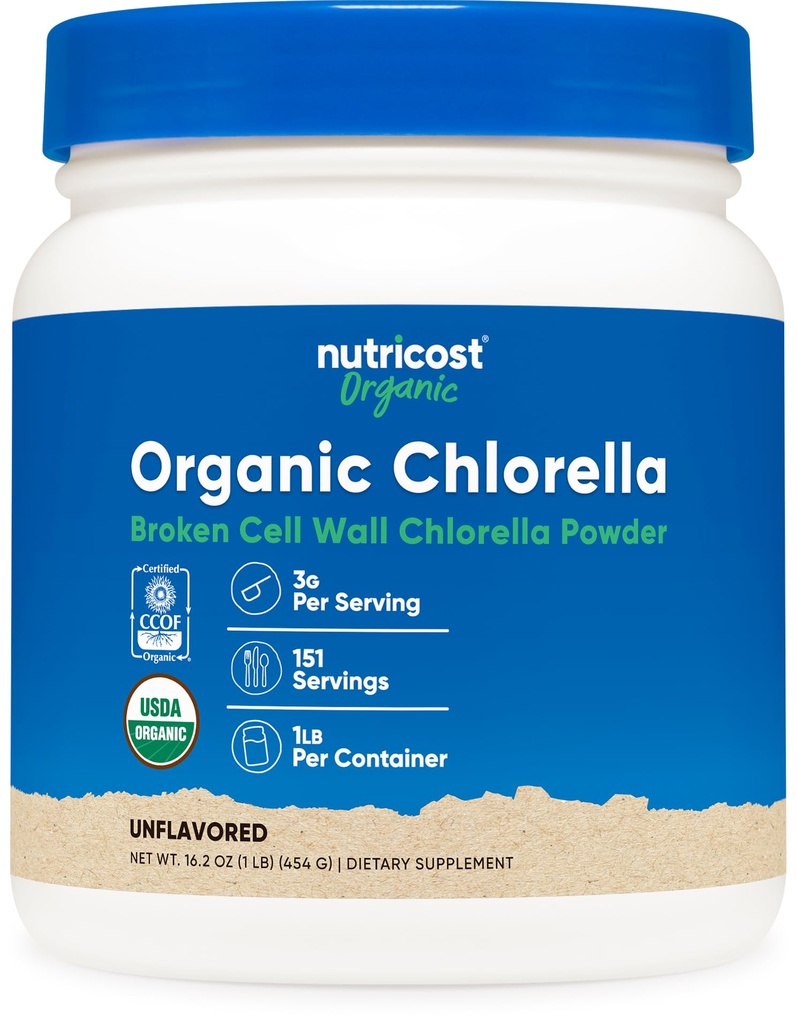 Polvere di clorella organica di Nutricost 16oz (1LB) - 3g per servire