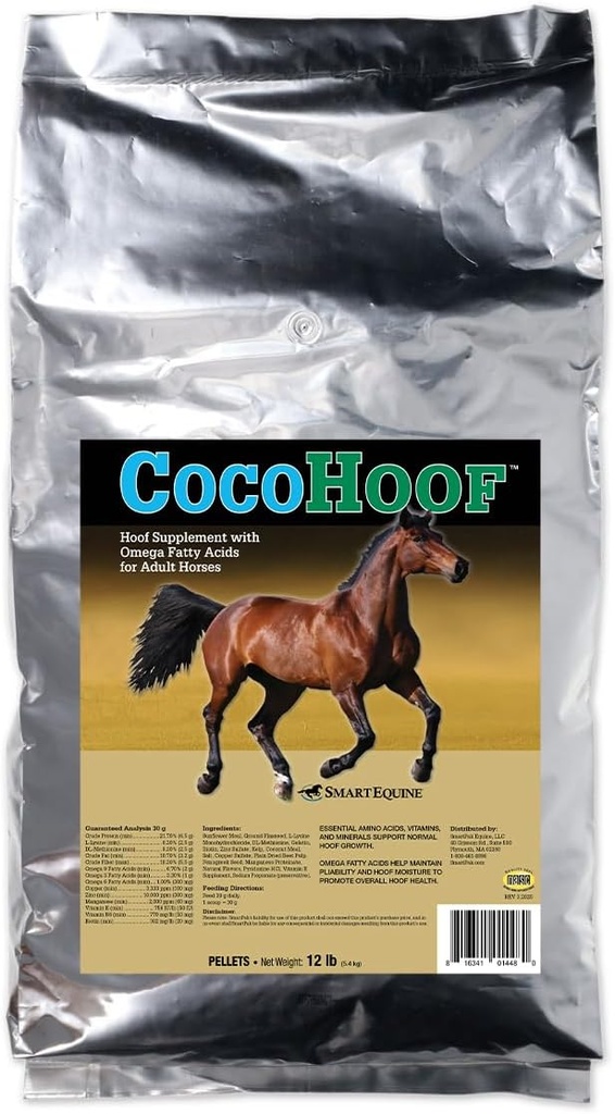 SmartEquine CocoHoof | Integratori Hoof per Cavalli | Biotina per Hooves Cavalli | Integratore di vitamine e minerali di cavalli | Fornisce aminoacidi, acidi grassi e vitamine | 12 LB