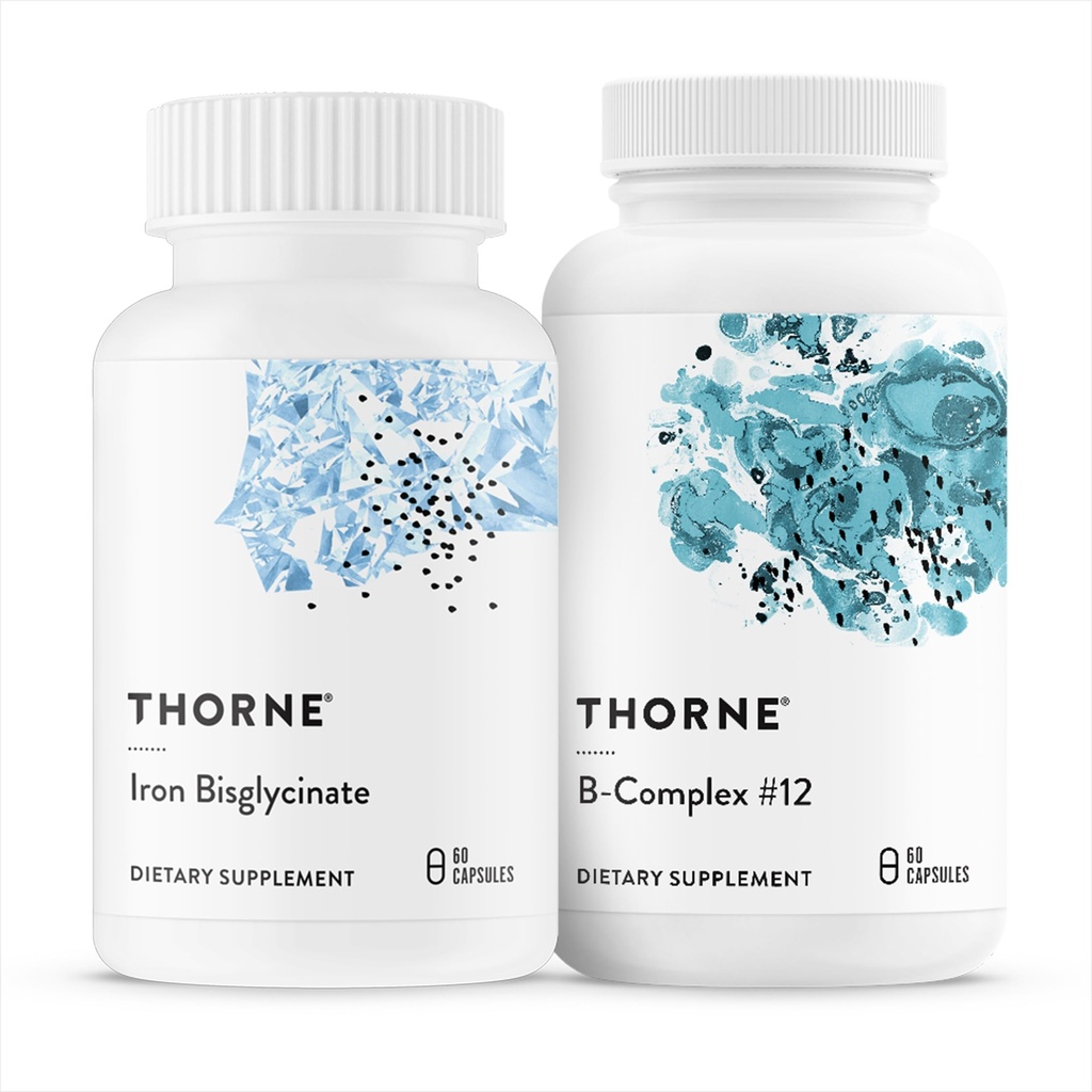 THORNE - Nutriente Essentials Duo - Iron Bisglycinate & B-Complex #12 per il supporto energetico e la costruzione del sangue - 60 Serve