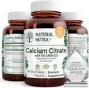 Citrato naturale di Nutra Calcium con vitamina D3, Supplemento per la forza del Bone, promuove i movimenti muscolari & Done Health, Boost la salute del cuore, rafforza la densità del Bone, ideale per gli anziani attivi, 120 compresse