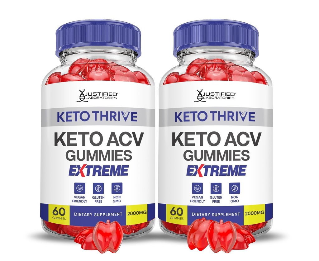 (2 Pack) Keto Thrive Keto ACV Gummies Extreme 2000MG Keto Thrive Keto Gummies Aceto di sidro di mele formulato con polvere di succo di barbabietola di melograno B12 Vegan Non OGM 120 gommoni