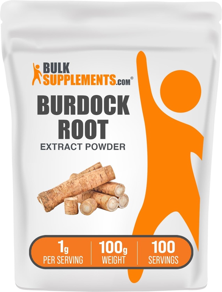 BulkSupplements.com Polvere di estratto di radice di Burdock - Polvere di radice di Burdock, supplemento di erbe - Vegan & Gluten Free, 1g per porzione, 100g (3,5 oz) (pacchetto di 1)